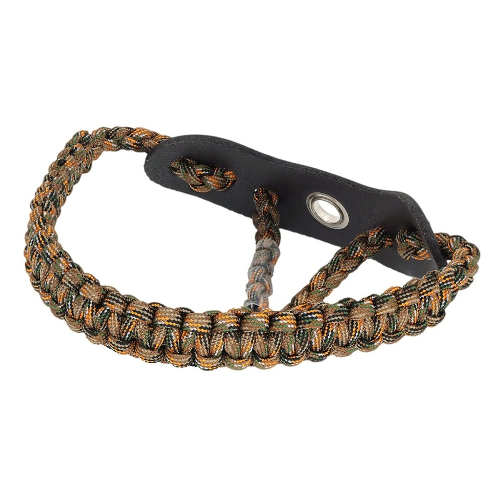 SUNYA Archery Bow Wrist Sling, 550 Paracord Strap Comfortable on Hand.100% Full Grain Leather Yoke, Multiple Camo Colors.Fit Compound Bow Stabilizer & Recurve. (Winterfell Camo 24)