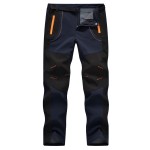 TBMPOY Men\'s Snow Ski Hiking Pants Waterproof Winter Fleece Lined Pants Camping Skiing Ice Fishing Pants with Belt 02 Thick Navy XXL