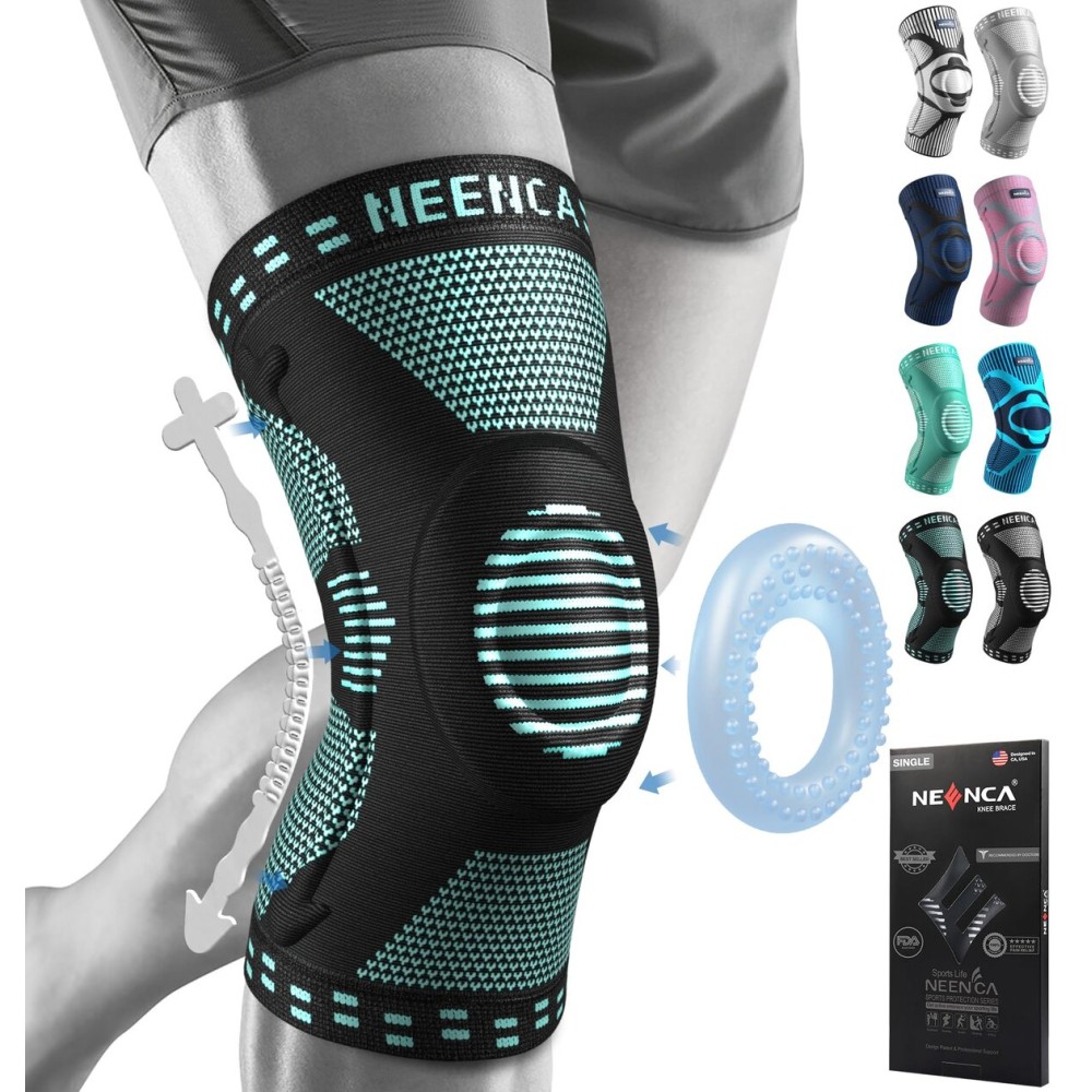 NEENCA Knee Braces for Knee Pain Relief, Compression Knee Sleeves with Patella Gel Pad & Side Stabilizers, Knee Support for Weightlifting, Running, Workout, Arthritis, Meniscus Tear, Men Women. ACE-53