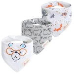 JN&LULU 3 Pack Newborn Baby Bibs Bandana Drool Bibs for Drooling Cotton Baby Gifts (Glasses Puppy)