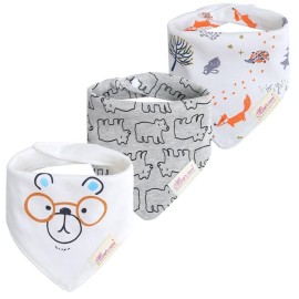 JN&LULU 3 Pack Newborn Baby Bibs Bandana Drool Bibs for Drooling Cotton Baby Gifts (Glasses Puppy)