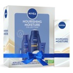 NIVEA Skin Care Set For Her, Nourishing Body Wash, Moisturizing Body Lotion, Lip Balm Stick with Shea Butter, & Hand Cream, 4 Piece Gift Set