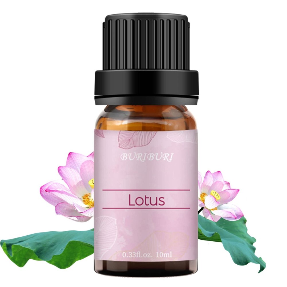 BURIBURI Lotus Essential Oil 100% Pure, Undiluted, Natural, Organic Aromatherapy Lotus Oils 10ML for Diffuser Soap Candle Making Home