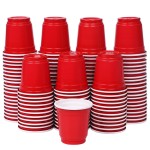 Zcaukya 120ct 2oz Mini Disposable Shot Cups, Small Red Plastic Party Cups for Parties, Games & Events