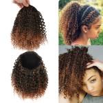 Short Ponytail Extension Afro Kinky Curly Ponytail Hair Piece for African American Ponytail Extension Synthetic Afro Kinky Curly Ponytail for Women (Mix Brown(1B/30))