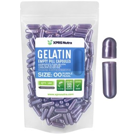 XPRS Nutra Size 00 Empty Capsules - 100 Count Empty Gelatin Capsules - Pills DIY Capsule Filling - Fillable Pill Gel Caps for DIY Supplements (Purple Pearl)