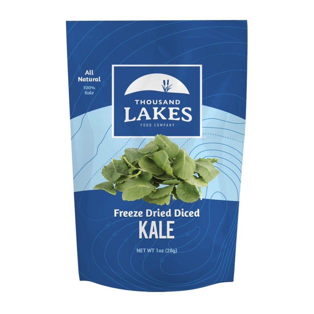 Thousand Lakes Freeze Dried Vegetables - Diced Kale 1 ounce | 100% Kale Flakes | No Salt Added