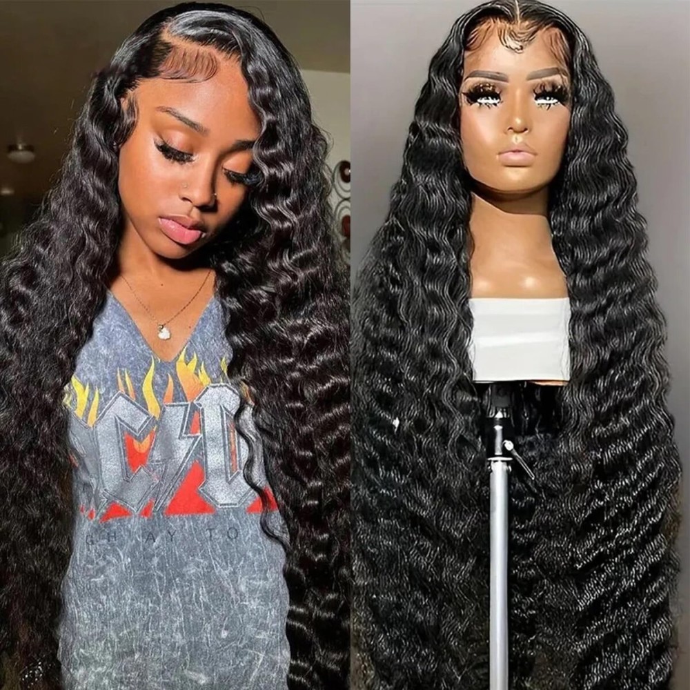 28 Inch Loose Wave Lace Front Wigs Human Hair 200% Density 13x4 HD Transparent Full Lace Frontal Wigs Human Hair 12A Loose Deep Wave Glueless Wigs Human Hair Pre Plucked for Black Women