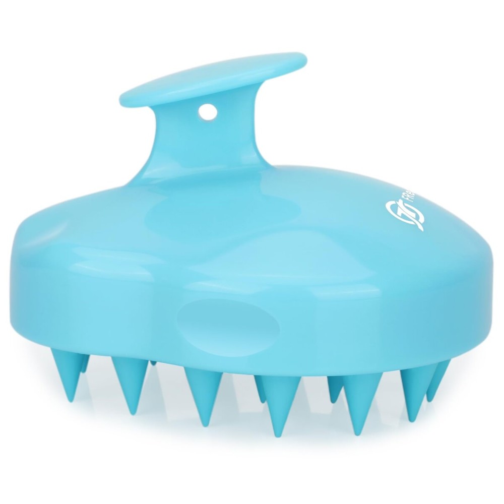 FREATECH Massager Shampoo Brush with Soft Silicone Bristles for Scalp Care, Shower Hair Scalp Scrubber Exfoliator for Dandruff Removal and Hair Growth, Wet & Dry for Men, Women and Kids, Light Blue