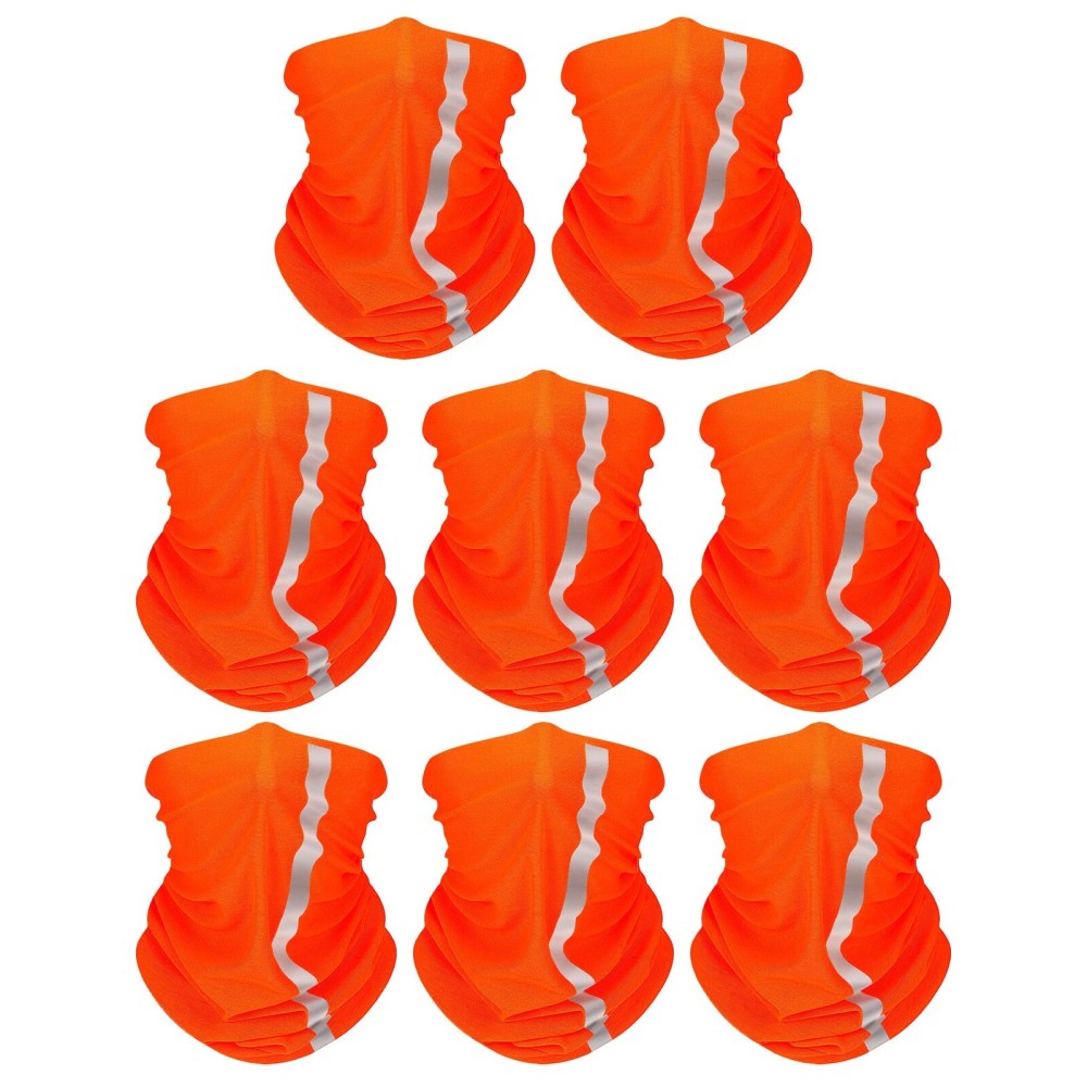 SATINIOR 8 Pcs Neck Gaiter, Reflective Cooling UV Protection Neon Bandana Breathable Face Mask for Men Women Cycling Skiing(Orange,Polyester)