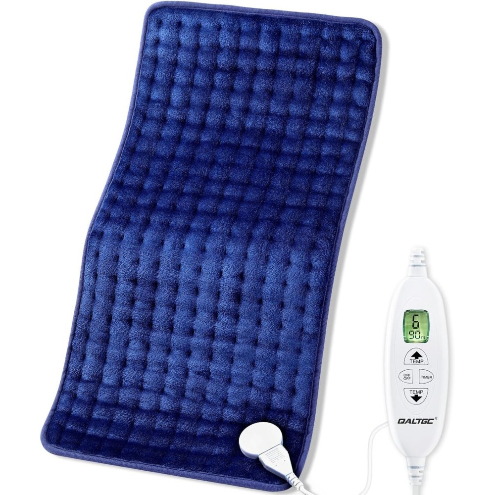 Electric Heating Pad, 2025 Upgraded Dual Mode Controller (Manual and auto Off Mode),Multiple Safety protections, Comfortable Soft, Machine Washable12x 24 Dark Blue