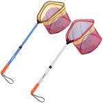 PLUSINNO Kids Fishing Net, Telescopic Lightweight Landing Net with Aluminum Pole Handle and Nylon Mesh, Catch and Release Butterfly Net for Kids Youth Outdoor (2 Pack(1 Blue&1 Silver))