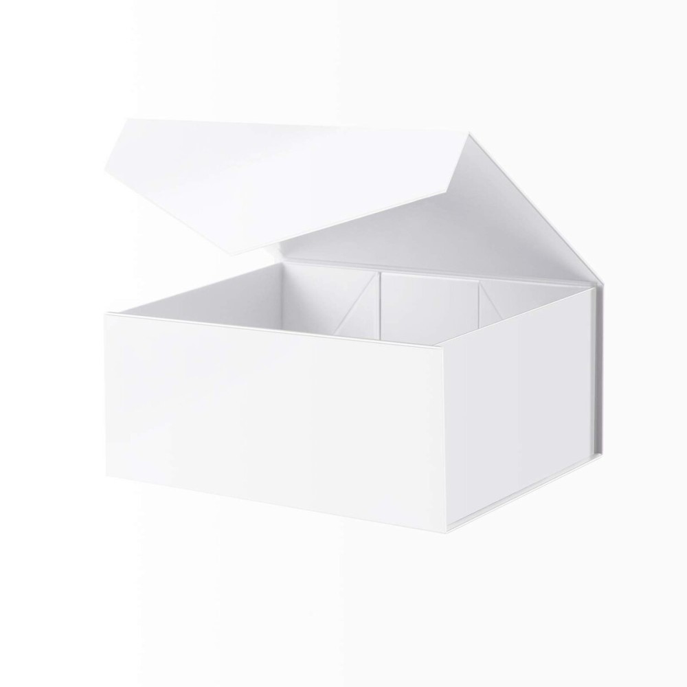BLK&WH Gift Box 9x6.5x3.8 Inches, White Gift Box, Bridesmaid Proposal Box, Collapsible Box with Magnetic Closure Lid for Gift Packaging (Glossy White)