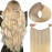 HOTBANANA Wire Hair Extensions, 12 inch 70g Ash Blonde to Golden Blonde and Platinum Blonde Fish Line Real Human Hair Straight Invisible Remy Hair Extensions