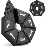 Gelibo,Weekly Pill Organizer, 2 Pack Portable Travel Pill Box Dispenser Medicine case 6 Colors (Seven Day) New Edition for Vitamin/Fish Oil/Pills/Supplements-Arthritis Friendly (Black)