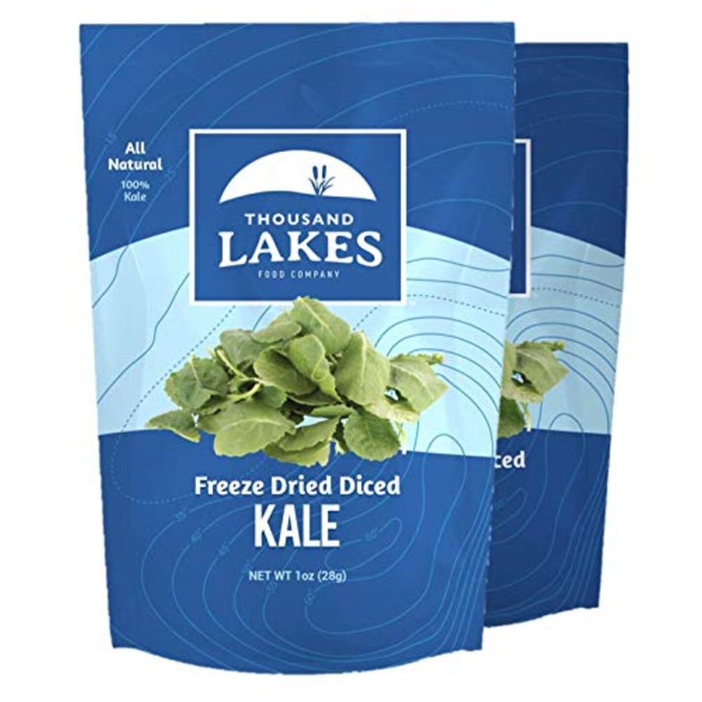 Thousand Lakes Freeze Dried Vegetables - Diced Kale 2-pack 1 ounce (2 ounces total) | 100% Kale Flakes | No Salt Added