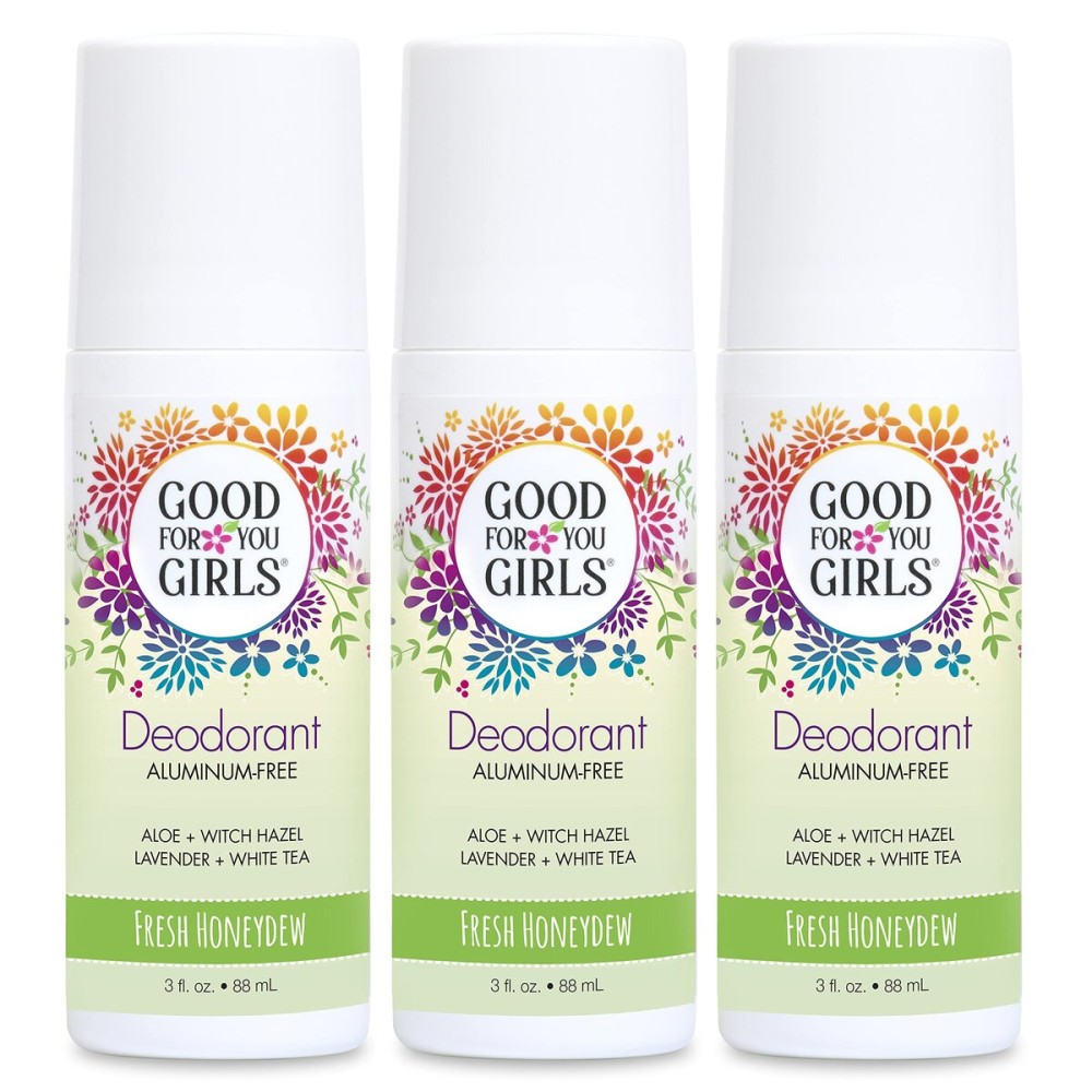 Good For You Girls Aluminum-Free, Natural Deodorant for Kids, Pre teens, Teens, Safe & Effective Odor Control, Clear Roll-On, Natural Fragrance, Vegan, Made in USA | Fresh Honeydew, 3 oz (Pack of 3)