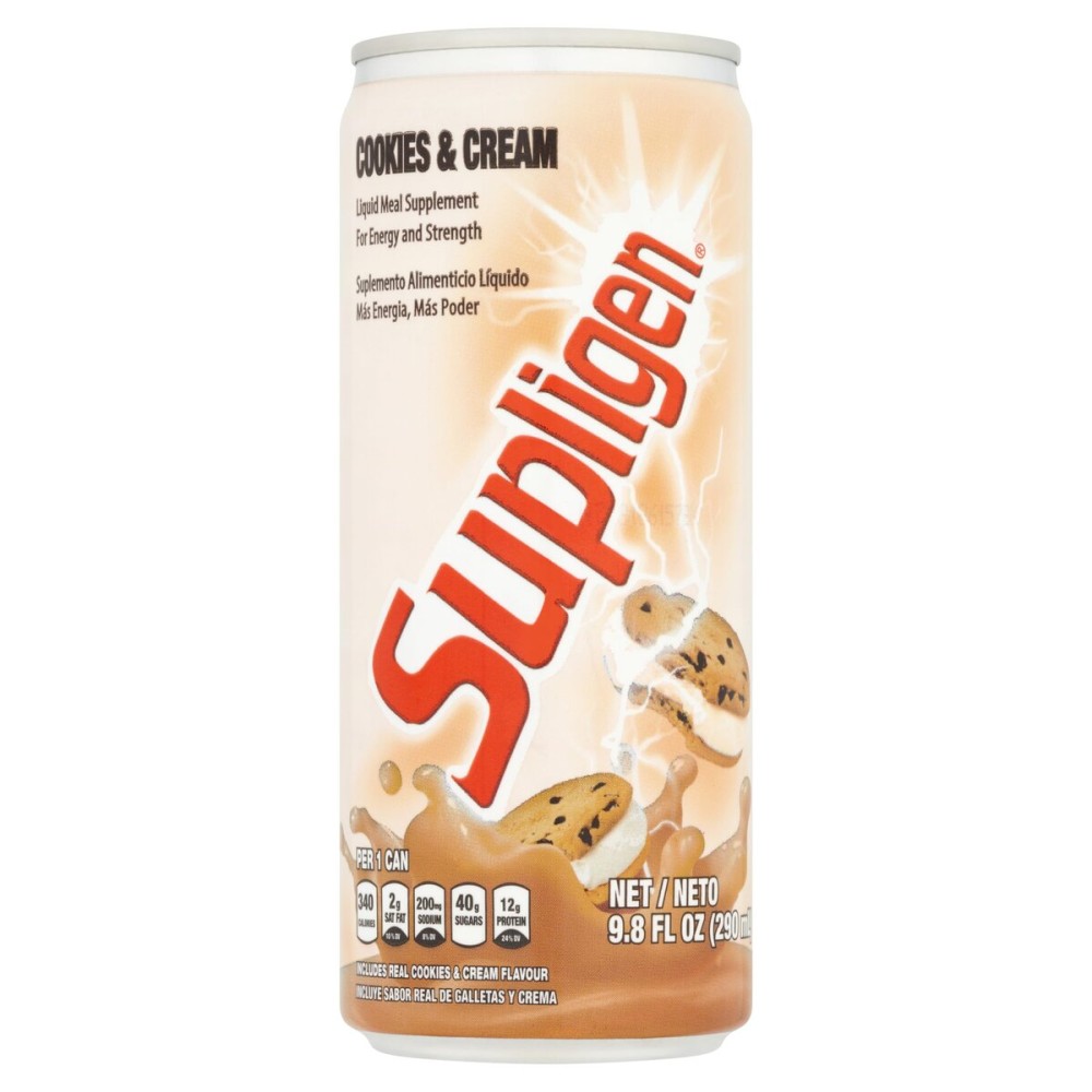 Supligen Cookies and Cream Liquid Meal Supplement, 9.87 oz (Pack of 12) - Protein & Vitamin Shake for Energy, Strength & Recovery - Ready-to-Drink Nutritional Meal