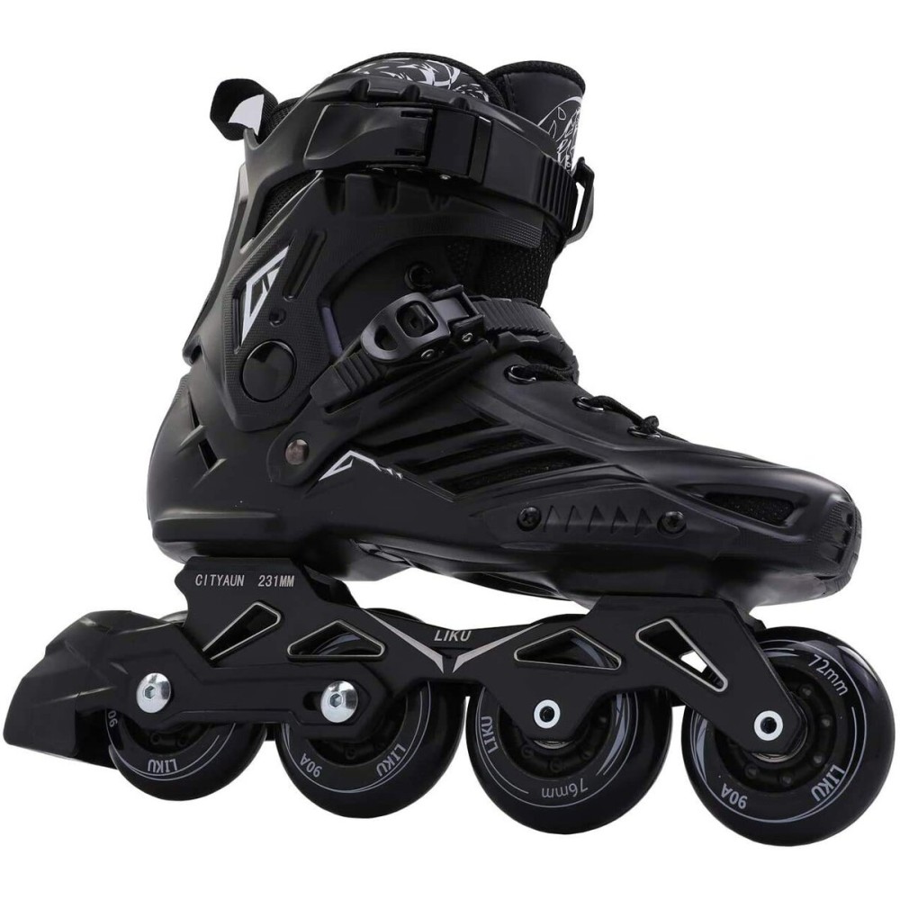 LIKU Black Professional Inline Skates Unisex (Men 11,Women 12)