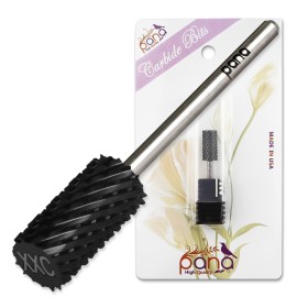 PANA Professional 3/32 Shank Size - Flat Top Large Barrel Carbide Bit - Nail Drill Bit for Dremel Machine (Silver, Gold, DLC Black) (2X Coarse, DLC Black)