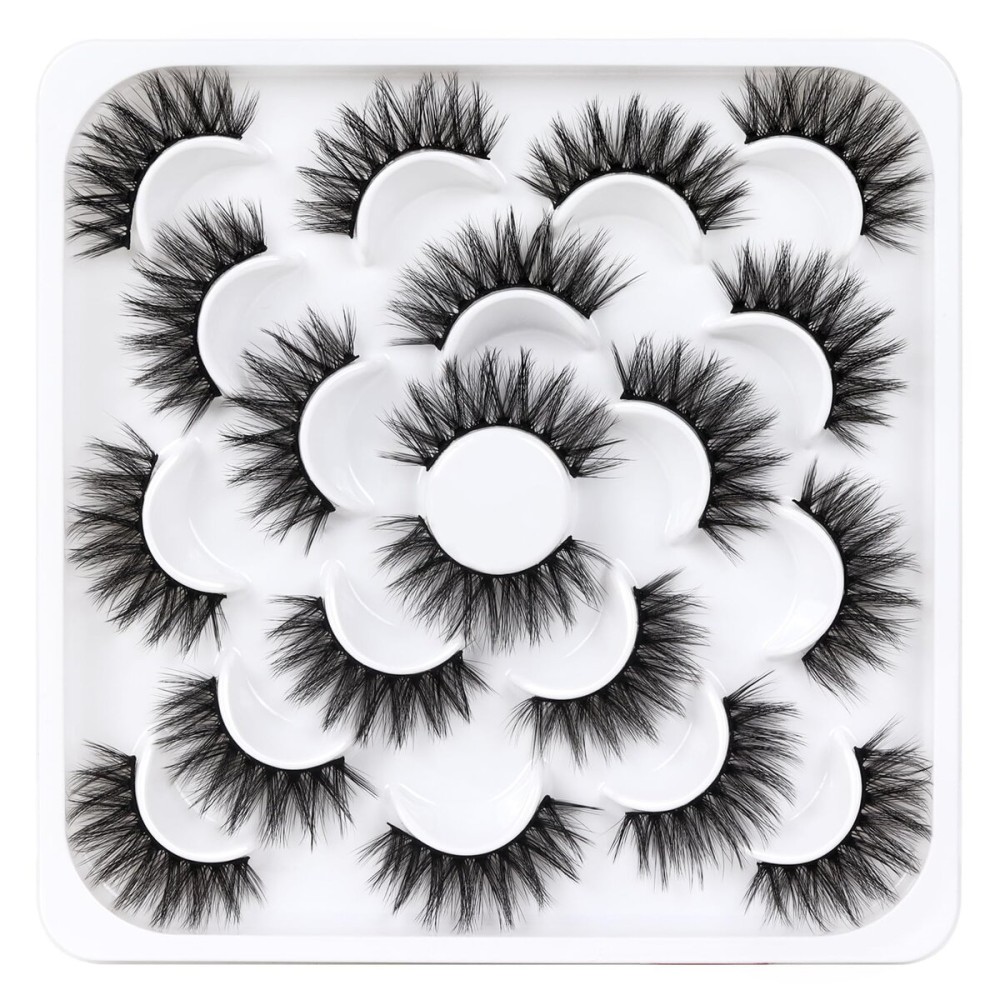 Veleasha Lashes 10 Pairs Natural Fluffy False Eyelashes Soft Wispy Lashes 3D Faux Mink Lashes Pack (V06)