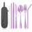 Portable Stainless Steel Flatware Set, Travel Camping Cutlery Set, Portable Utensil Travel Silverware Dinnerware Set with a Waterproof Case (Light Purple)