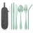 Portable Stainless Steel Flatware Set, Travel Camping Cutlery Set, Portable Utensil Travel Silverware Dinnerware Set with a Waterproof Case (Green)