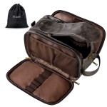 Elviros Toiletry Bag for Men, Large Travel Shaving Dopp Kit Water-resistant Bathroom Toiletries Organizer PU Leather Cosmetic Bags