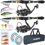PLUSINNO Fishing Rod and Reel Combo,Fishing Pole,Telescopic Fishing Rod Kit with Spinning Reel, Telescopic Fishing Pole with Carrier Bag for Freshwater Saltwater for Men Women