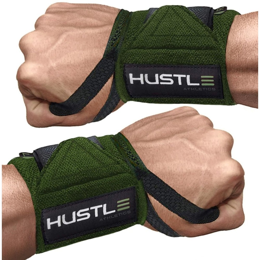 Hustle Athletics Wrist Wraps for Weightlifting - 18 & 12 Premium Wrist Support Weight Lifting Wraps to Lift Heavier & Train Harder - Heavy Duty Powerlifting & Bench Press Gym Straps for Men & Women