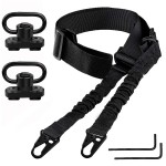 Bengor Two Point Traditional Sling with Attachments Mounts, Adjustable Extra Long Rifle Sling for Rifle with 2 Pack 1.25 QD Swivel Mounts for M-Rail