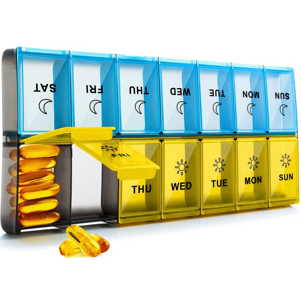 Mossime XL Large Daily Pill Organizer 2 Times a Day, Extra 7 Day Pill Box Am Pm, Weekly Day Night Vitamin Holder, Medicine Organizer, Big Pill Container, Medication Dispenser 14 Compartments