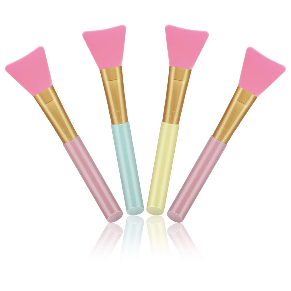 Cuttte 4pcs Silicone Face Mask Applicators, Flexible Facial Mud Masks Applicator, Hairless Moisturizers Tools, Soft Facial Brushes for Mud, Clay, Charcoal (Peach)