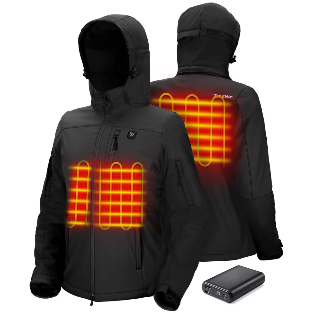 TIDEWE Heated Jacket for Women with Battery Pack, Hunting Coat (Black, Size M)