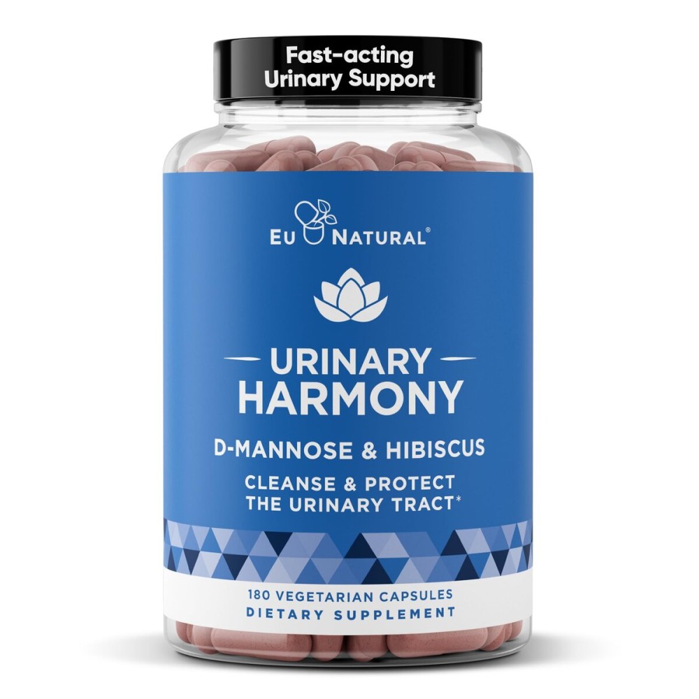 Urinary Harmony D-Mannose Supplement - Urinary Tract Health for Women - Cleanses and Flushes the Urinary System - Potent Clinical Strength Formula with DMannose and Hibiscus - 180 Fast Acting Capsules