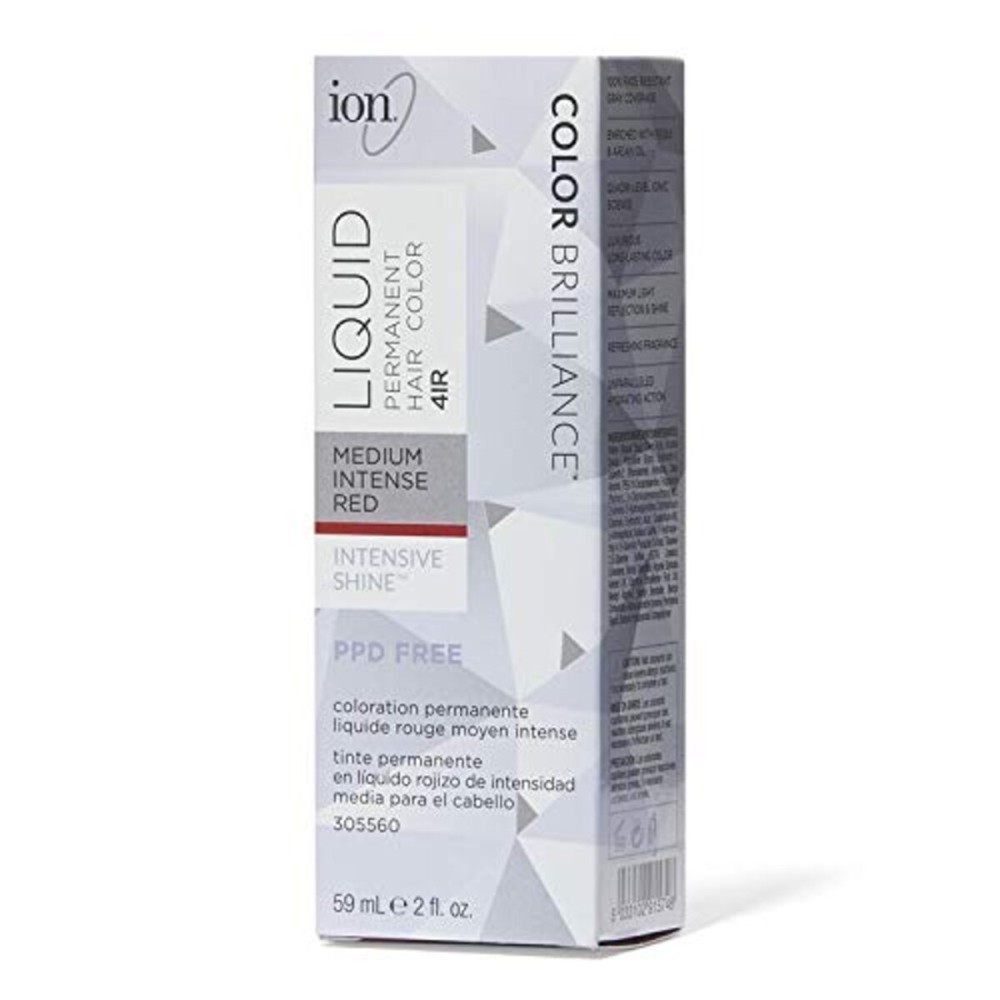 Ion Medium Intense Red Permanent Creme Hair Color, 4IR, Paraphenylenediamine Free, 100% Gray Coverage, Vegan and Cruelty Free, 2.05 Ounce