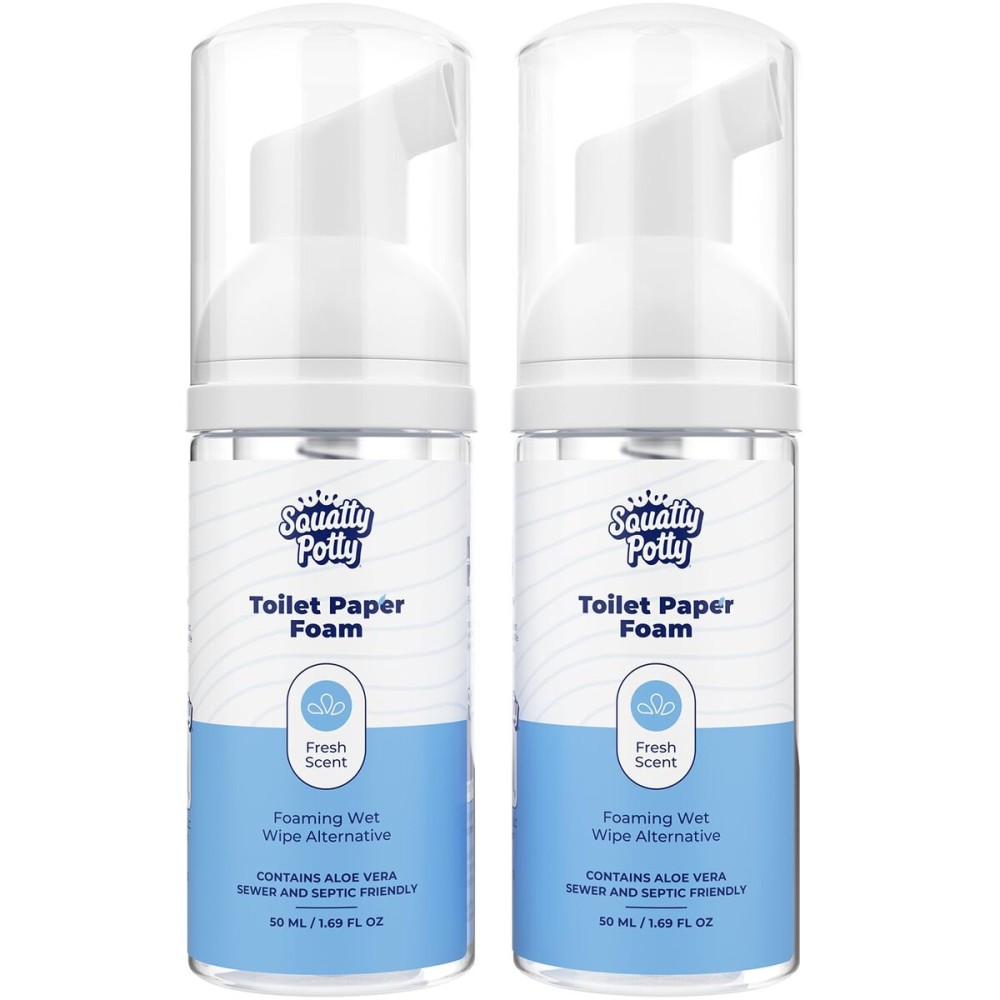 Squatty Potty Toilet Tissue Paper Foam Instant Wet Wipe Alternative - 2 Pack, 50 ml, 1.69 Fl Oz