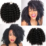 8 Inch Jamaican Bounce Crochet Hair 4 Packs 22 Strands Jumpy Wand Curly Crochet Hair for Black Women (8 Inch 4 Packs, 1B)