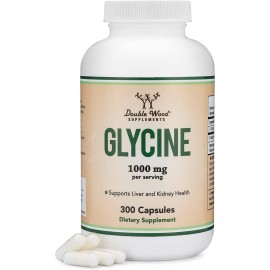 Glycine Supplement - 1,000mg Glycine Powder per Serving (300 Capsules) The Relaxing Amino Acid (Glicina) (Third Party Tested, Gluten Free, Non-GMO) by Double Wood