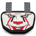 Battle Sports Novelty Football Back Plate - Hard Shell Lower Back Protector with Contoured Foam for High-Impact Protection - Youth, Clown White/Red