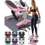 Nordic Lifting Mini Stepper & Stair Climber - Pink - Compact Fitness Stepper w/Resistance Bands, LCD Monitor, 330LB Weight Limit - Home Leg & Thigh Workout Machine