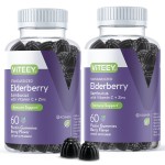 Viteey Sambucus Elderberry Gummies for Adults - Elderberry Vitamin C and Zinc Immunity Gummies - Vegan, Gluten-Free - 120 Count