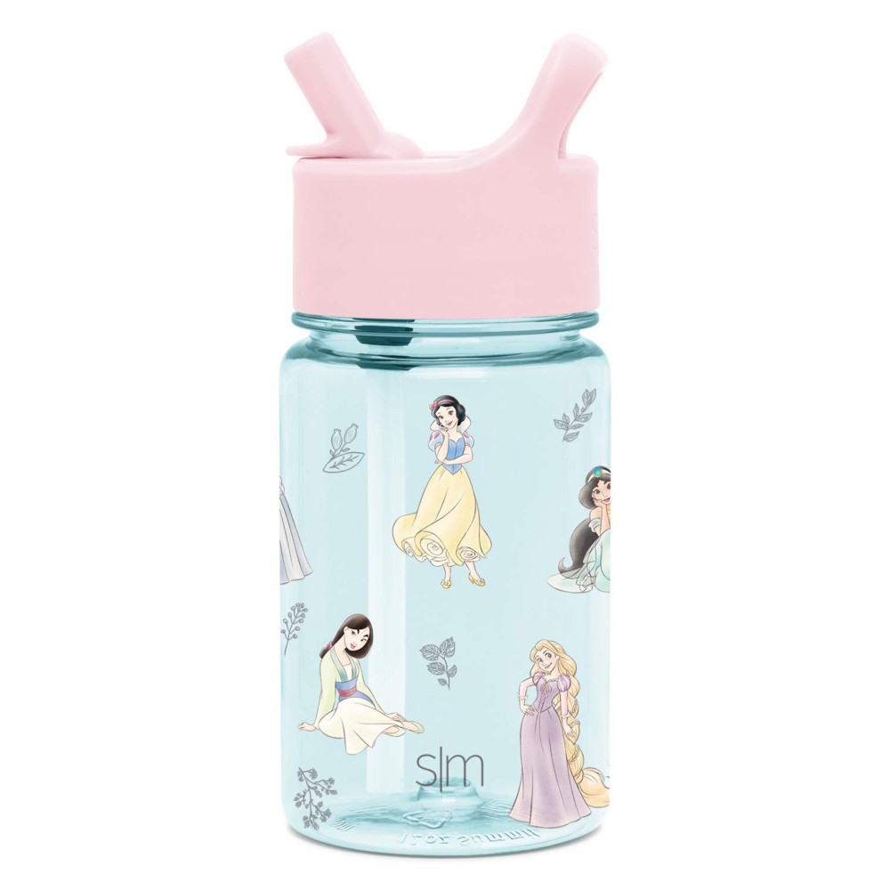 Simple Modern Disney Princess Kids Water Bottle Plastic BPA-Free Tritan Cup with Leak Proof Straw Lid | Reusable and Durable for Toddlers, Girls | Summit Collection | 12oz, Princesses Royal Beauty