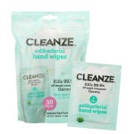 Cleanze Antibacterial Hand Sanitizing Individual Hand Wipe Packets, 50 Unscented Disinfecting Hand Sanitizer Wipes with Aloe for Travel, Kills 99.9% of Germs