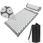 Acupressure Mat and Pillow Set with Bag - Large Size 28.7 X 16.5 inch Acupuncture Mat for Neck & Back Pain, Muscle Relaxation Stress Relief, Sciatica Pain Relief Pillow (Gray)