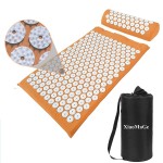 XiaoMaGe Acupressure Mat and Pillow Set with Bag - Large Size 28.7 X 16.5 inch Acupuncture Mat for Neck & Back Pain, Muscle Relaxation Stress Relief, Sciatica Pain Relief Pillow (Orange)