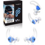 Ear Plugs for Swimming-2 Pairs Soft Silicone Reusable Waterproof Earplugs for Adults & Men Women, Custom Fit for Swimmers Ear, Pool, Beach, Snorkeling, Surfing, Kickboard Training(Blue)