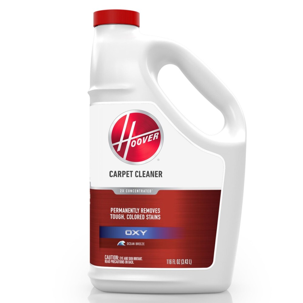 Hoover Oxy Carpet Cleaner Solution, 116 oz., Ocean Breeze Scent, Deep Cleaning Carpet Shampoo Solution, Removes Tough Colored Stains from Carpet and Upholstery, Pair with Hoover Carpet Cleaner Machine