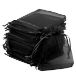 Tojwi 50pcs Organza Bags 3.54\'\'x4.33\'\'(9x11cm) Satin Drawstring Organza Pouch Wedding Party Favor Gift Bag Jewelry Watch Bags -Black