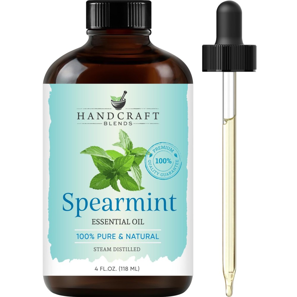 Handcraft Blends Spearmint Essential Oil - Huge 4 Fl Oz - 100% Pure and Natural - Premium Grade Essential Oil for Diffuser and Aromatherapy, Skin, Massage, Candle and Soap Making Fragrance